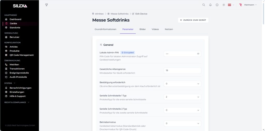 SILEXA Cloud Services device management German