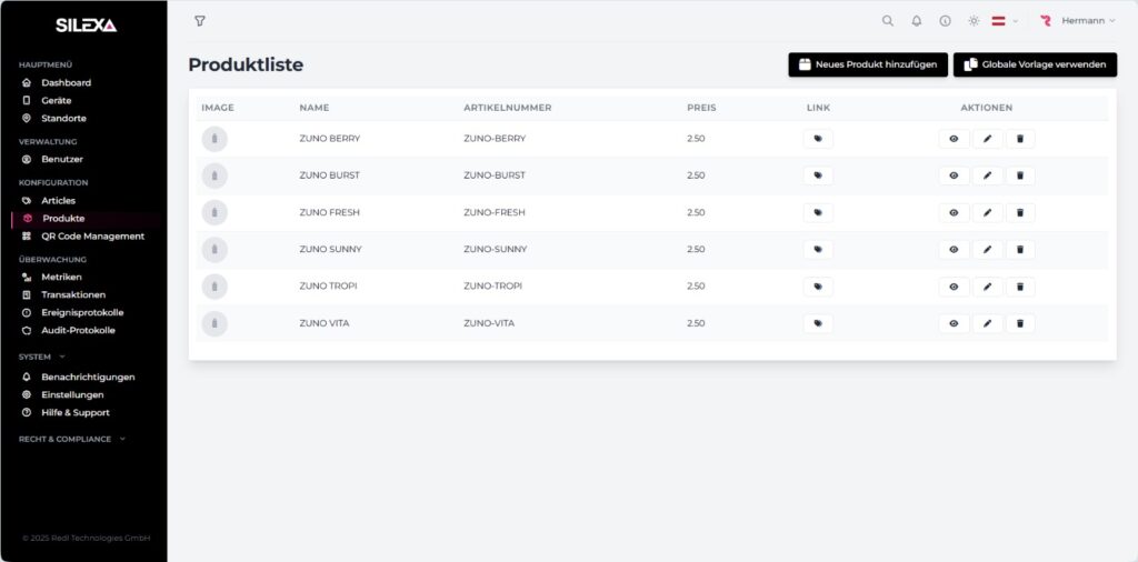 SILEXA Cloud Services product list german